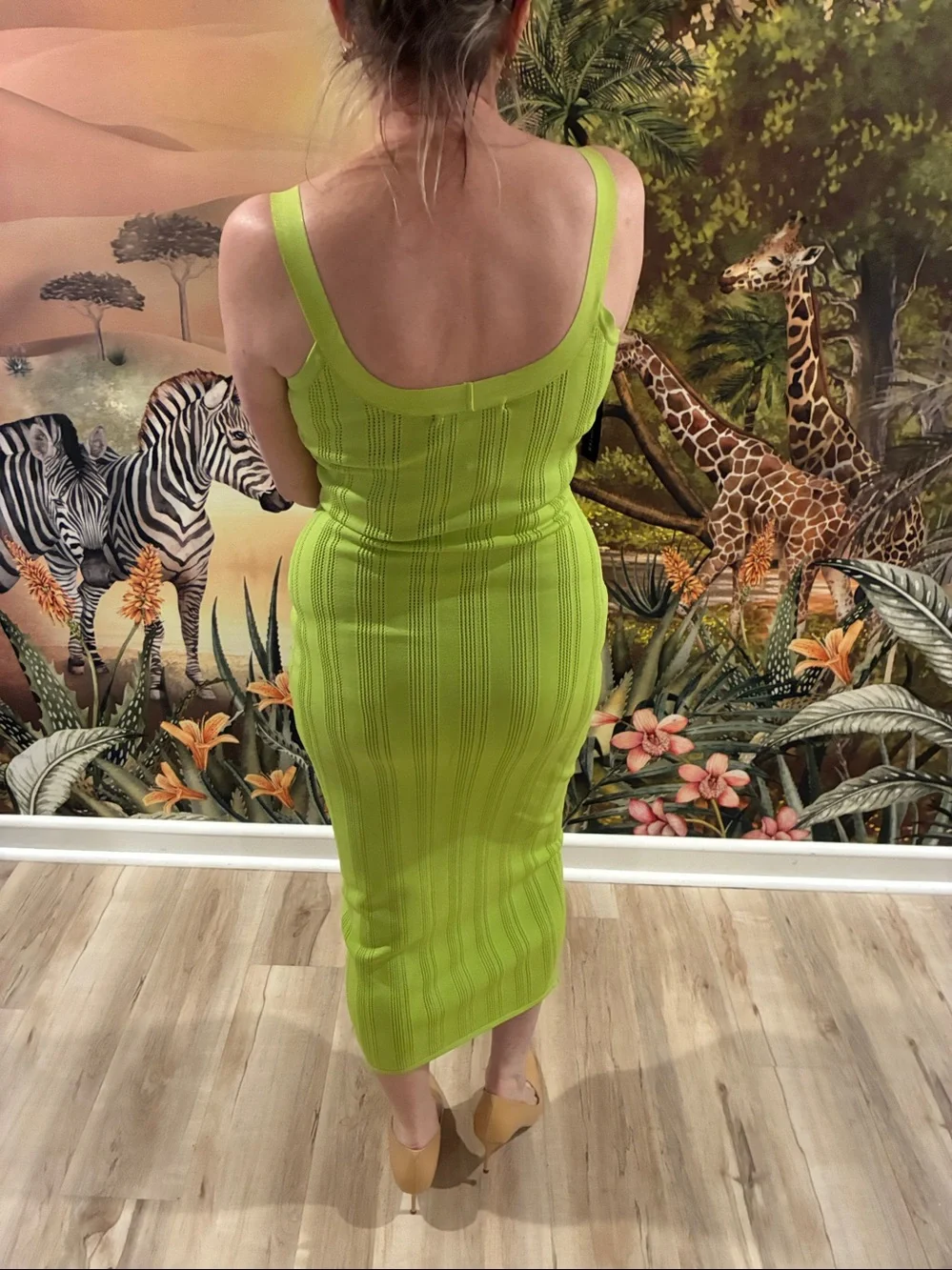 Fleur du Mal Neon Lime Ribbed Tank Midi Dress - Picture 6 of 9